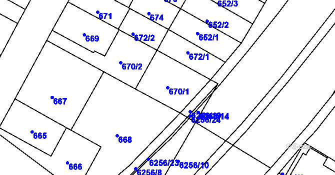Parcela st. 670/1 v KÚ Žabovřesky, Katastrální mapa