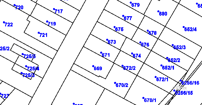 Parcela st. 671 v KÚ Žabovřesky, Katastrální mapa