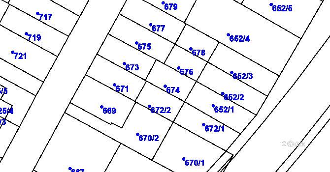 Parcela st. 674 v KÚ Žabovřesky, Katastrální mapa