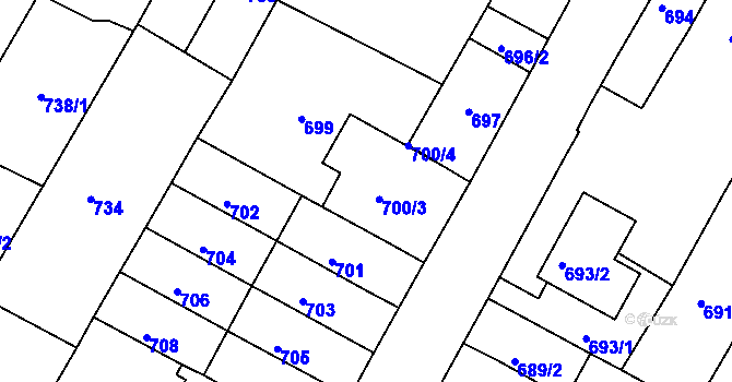 Parcela st. 700 v KÚ Žabovřesky, Katastrální mapa