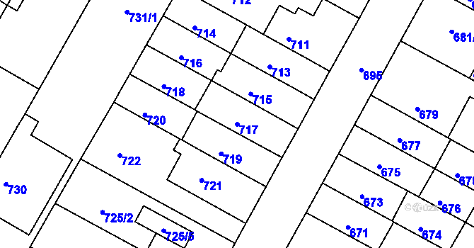 Parcela st. 717 v KÚ Žabovřesky, Katastrální mapa