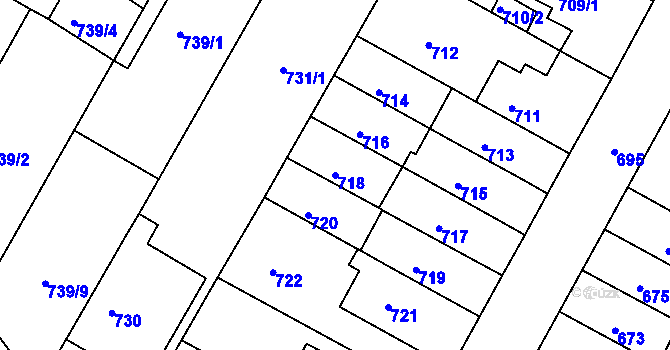 Parcela st. 718 v KÚ Žabovřesky, Katastrální mapa