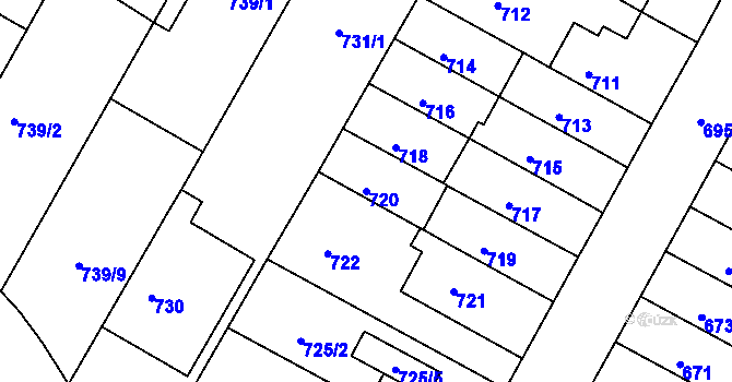Parcela st. 720 v KÚ Žabovřesky, Katastrální mapa