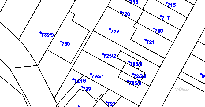 Parcela st. 725/2 v KÚ Žabovřesky, Katastrální mapa