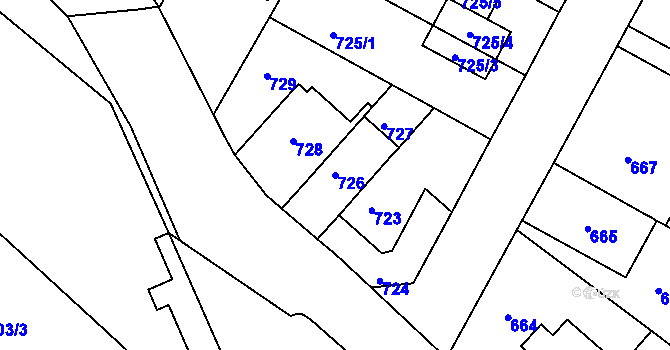 Parcela st. 726 v KÚ Žabovřesky, Katastrální mapa