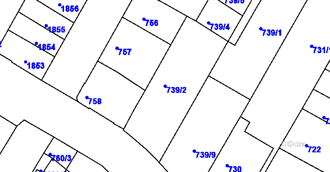 Parcela st. 739/2 v KÚ Žabovřesky, Katastrální mapa