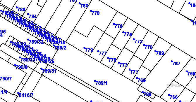 Parcela st. 777 v KÚ Žabovřesky, Katastrální mapa