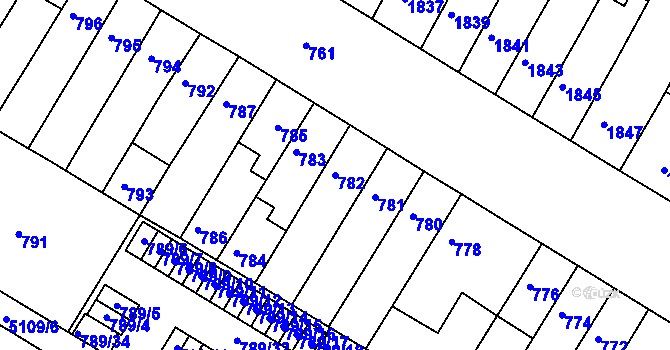 Parcela st. 782 v KÚ Žabovřesky, Katastrální mapa