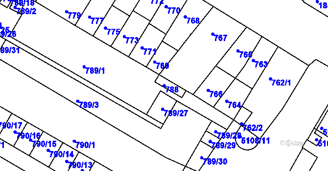 Parcela st. 788 v KÚ Žabovřesky, Katastrální mapa