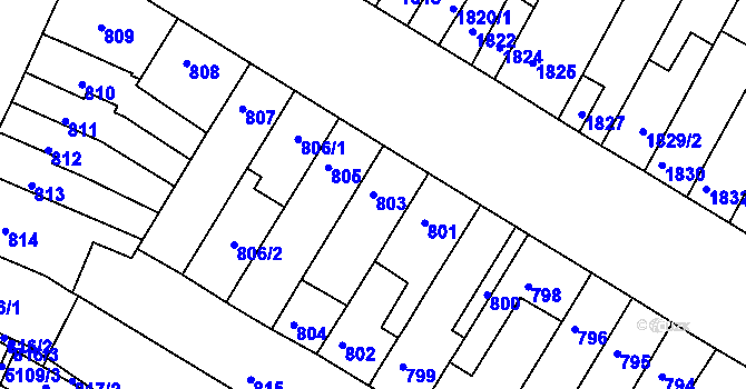Parcela st. 803 v KÚ Žabovřesky, Katastrální mapa