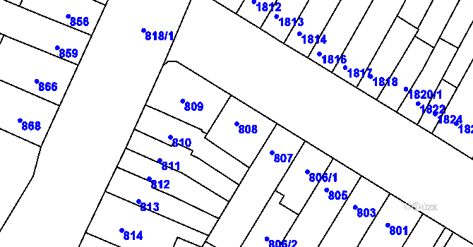 Parcela st. 808 v KÚ Žabovřesky, Katastrální mapa