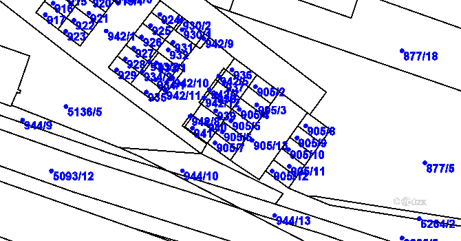 Parcela st. 905/5 v KÚ Žabovřesky, Katastrální mapa