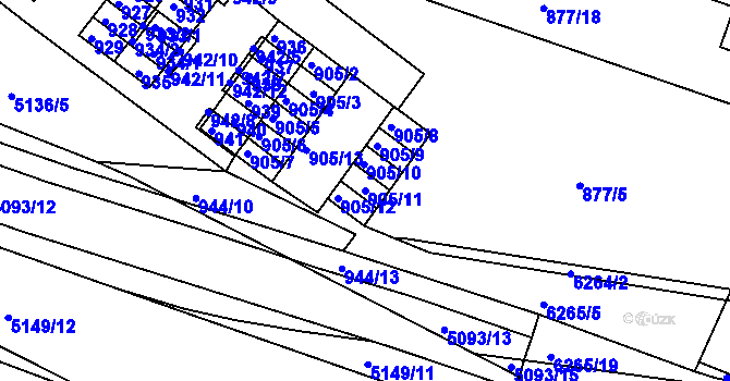 Parcela st. 905/11 v KÚ Žabovřesky, Katastrální mapa