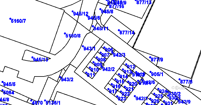 Parcela st. 907 v KÚ Žabovřesky, Katastrální mapa