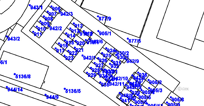 Parcela st. 925 v KÚ Žabovřesky, Katastrální mapa