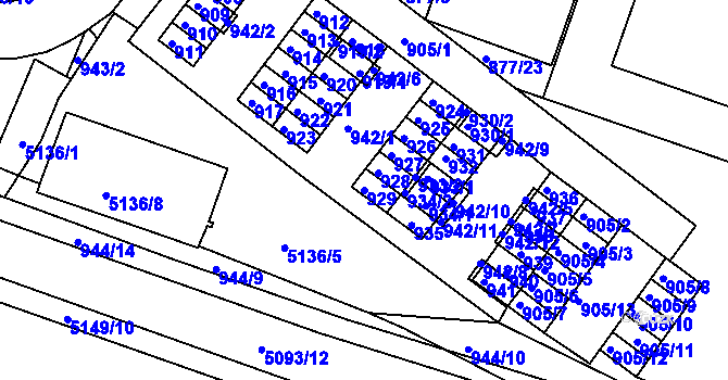 Parcela st. 929 v KÚ Žabovřesky, Katastrální mapa