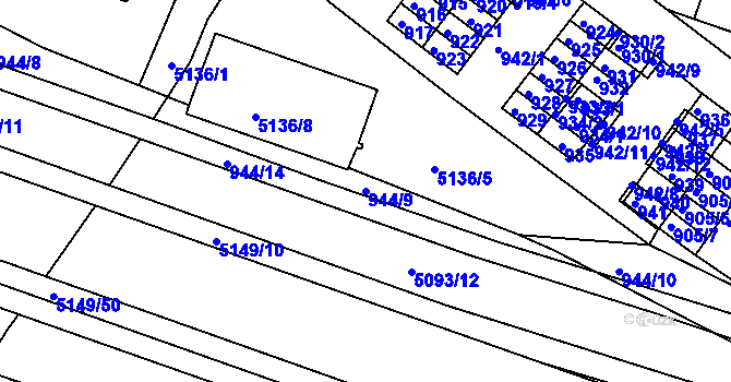 Parcela st. 944/9 v KÚ Žabovřesky, Katastrální mapa