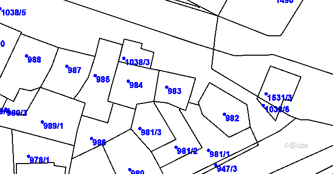 Parcela st. 983 v KÚ Žabovřesky, Katastrální mapa