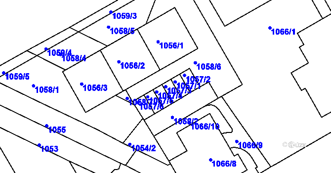 Parcela st. 1057/3 v KÚ Žabovřesky, Katastrální mapa