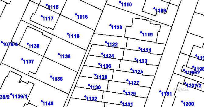Parcela st. 1124 v KÚ Žabovřesky, Katastrální mapa