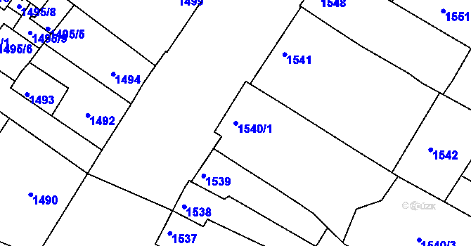 Parcela st. 1540/1 v KÚ Žabovřesky, Katastrální mapa