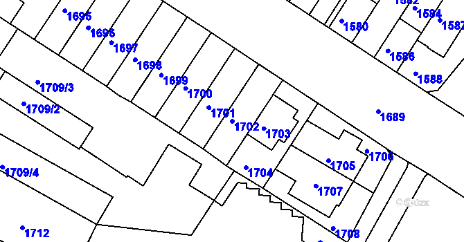 Parcela st. 1702 v KÚ Žabovřesky, Katastrální mapa