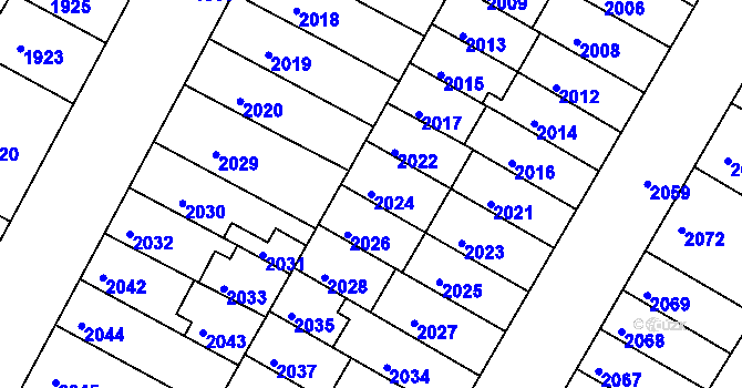 Parcela st. 2024 v KÚ Žabovřesky, Katastrální mapa