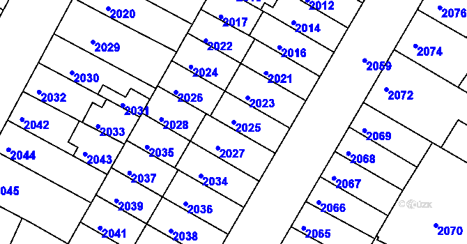 Parcela st. 2025 v KÚ Žabovřesky, Katastrální mapa
