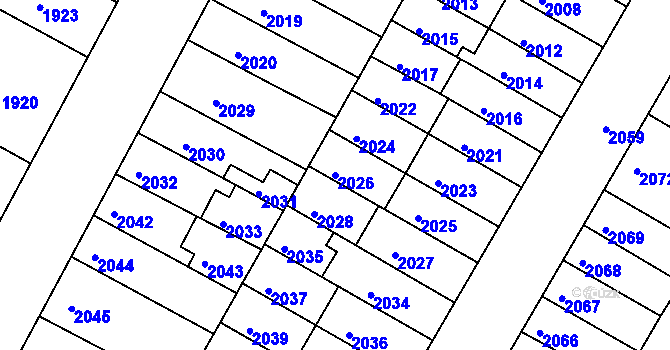 Parcela st. 2026 v KÚ Žabovřesky, Katastrální mapa