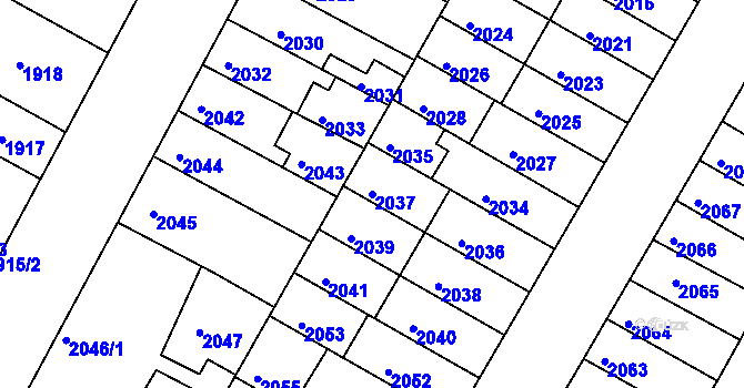 Parcela st. 2037 v KÚ Žabovřesky, Katastrální mapa