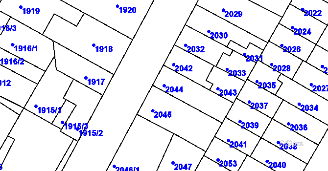Parcela st. 2044 v KÚ Žabovřesky, Katastrální mapa