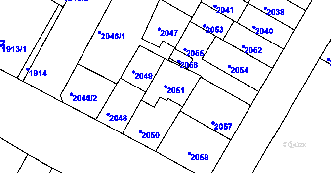 Parcela st. 2051 v KÚ Žabovřesky, Katastrální mapa