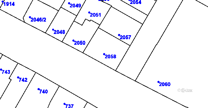 Parcela st. 2058 v KÚ Žabovřesky, Katastrální mapa