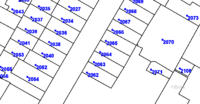 Parcela st. 2064 v KÚ Žabovřesky, Katastrální mapa