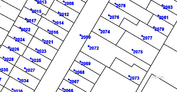 Parcela st. 2072 v KÚ Žabovřesky, Katastrální mapa