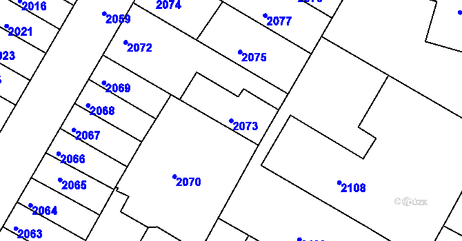 Parcela st. 2073 v KÚ Žabovřesky, Katastrální mapa