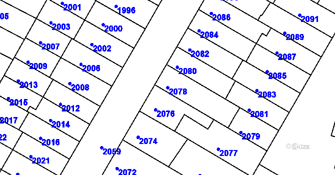 Parcela st. 2078 v KÚ Žabovřesky, Katastrální mapa