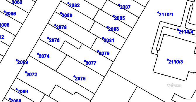Parcela st. 2079 v KÚ Žabovřesky, Katastrální mapa