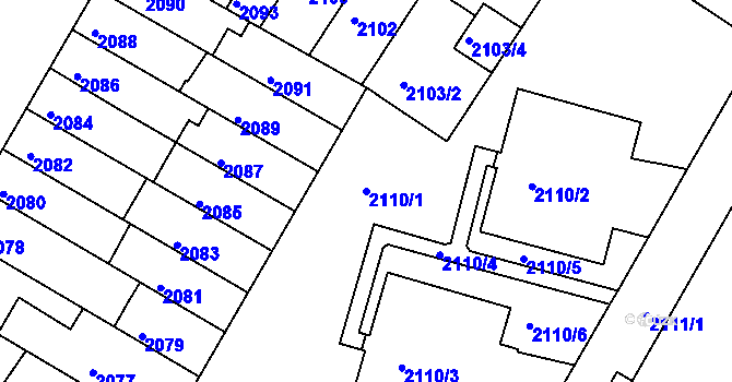 Parcela st. 2110/1 v KÚ Žabovřesky, Katastrální mapa