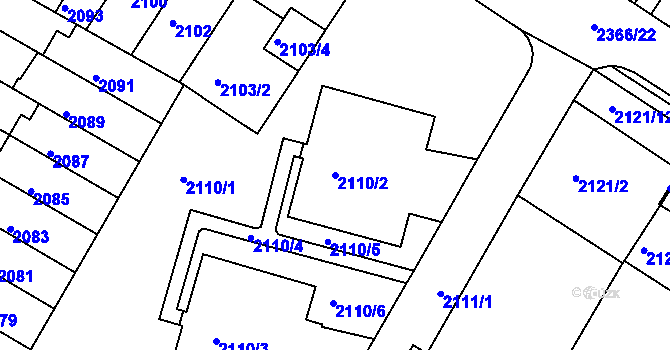 Parcela st. 2110/2 v KÚ Žabovřesky, Katastrální mapa