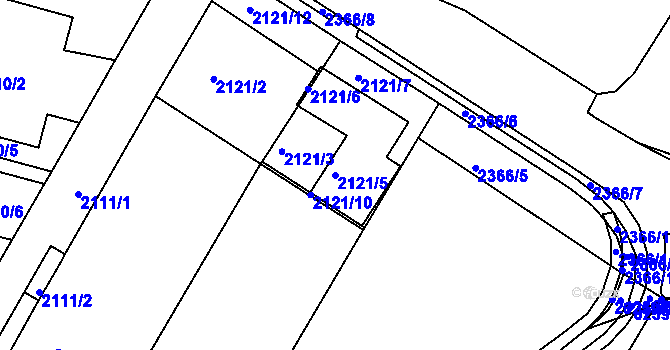Parcela st. 2121/5 v KÚ Žabovřesky, Katastrální mapa
