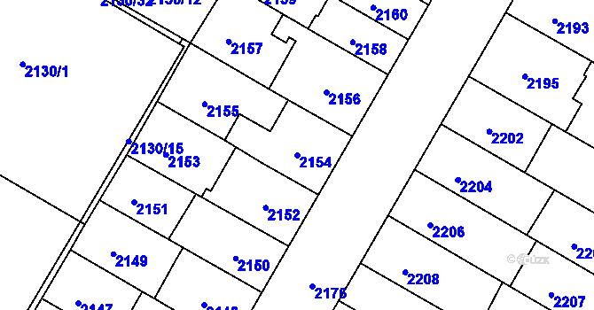 Parcela st. 2154 v KÚ Žabovřesky, Katastrální mapa