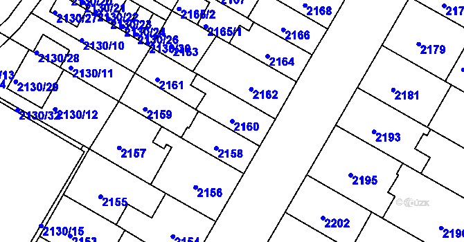 Parcela st. 2160 v KÚ Žabovřesky, Katastrální mapa
