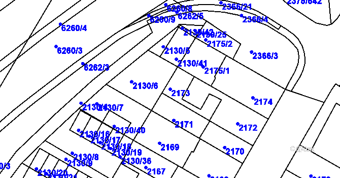 Parcela st. 2173 v KÚ Žabovřesky, Katastrální mapa