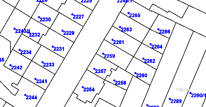 Parcela st. 2259 v KÚ Žabovřesky, Katastrální mapa