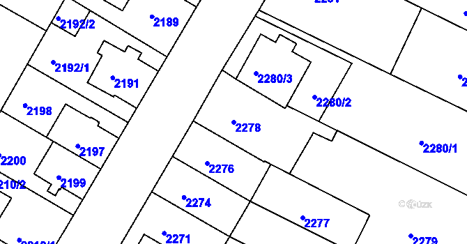 Parcela st. 2278 v KÚ Žabovřesky, Katastrální mapa