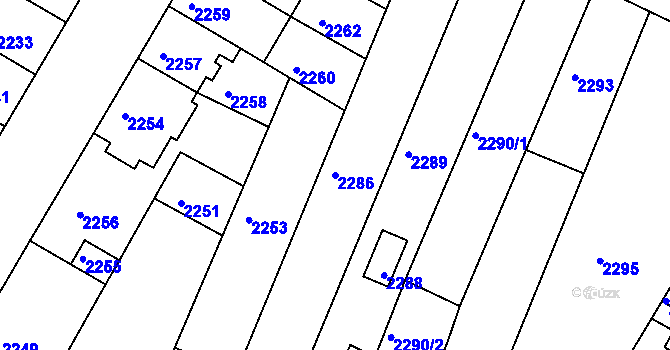 Parcela st. 2286 v KÚ Žabovřesky, Katastrální mapa