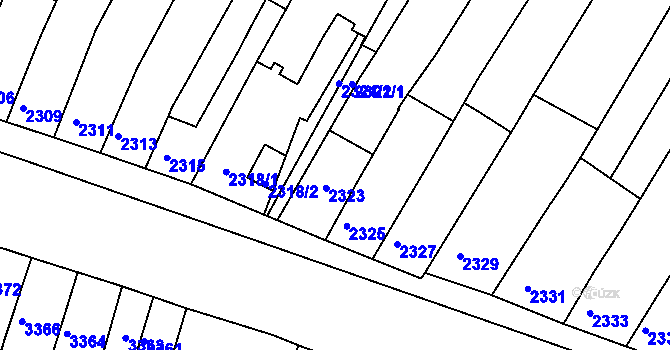 Parcela st. 2323 v KÚ Žabovřesky, Katastrální mapa