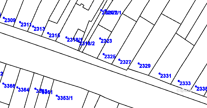 Parcela st. 2325 v KÚ Žabovřesky, Katastrální mapa