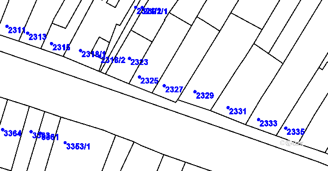 Parcela st. 2327 v KÚ Žabovřesky, Katastrální mapa